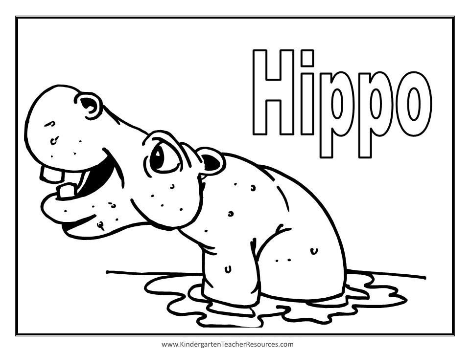 h is for hippo coloring pages - photo #10