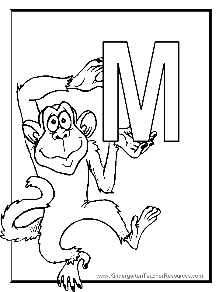 m for monkey coloring pages - photo #7