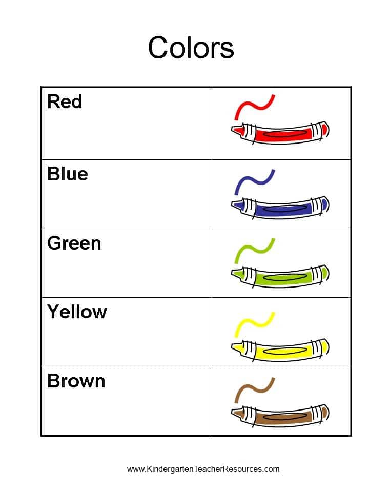 Colors Worksheets For Kindergarten