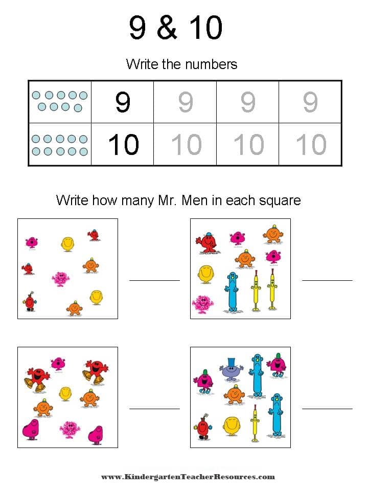 Counting and Adding up to 10 with the Mr Men