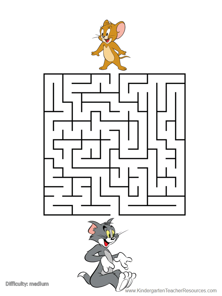 Printable Mazes with Tom and Jerry