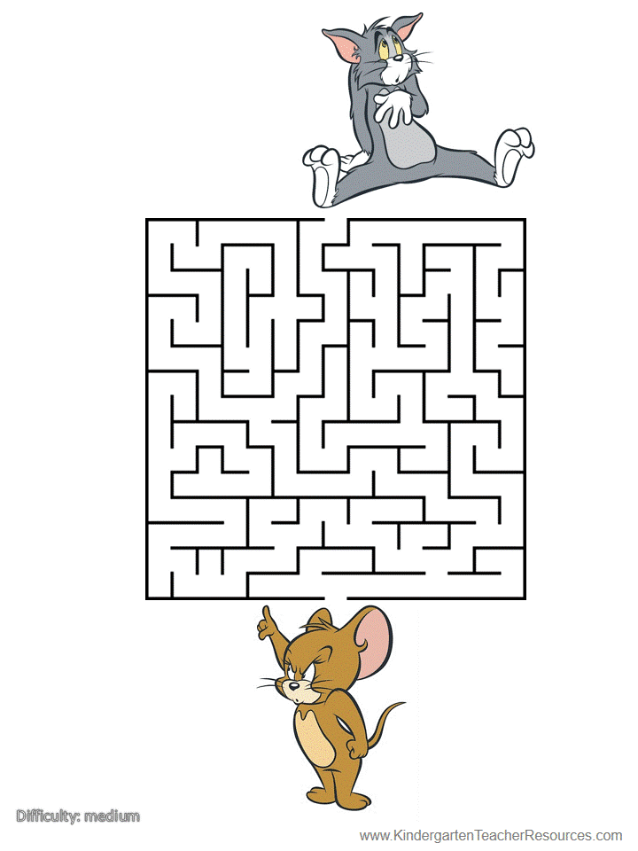 Printable Mazes with Tom and Jerry