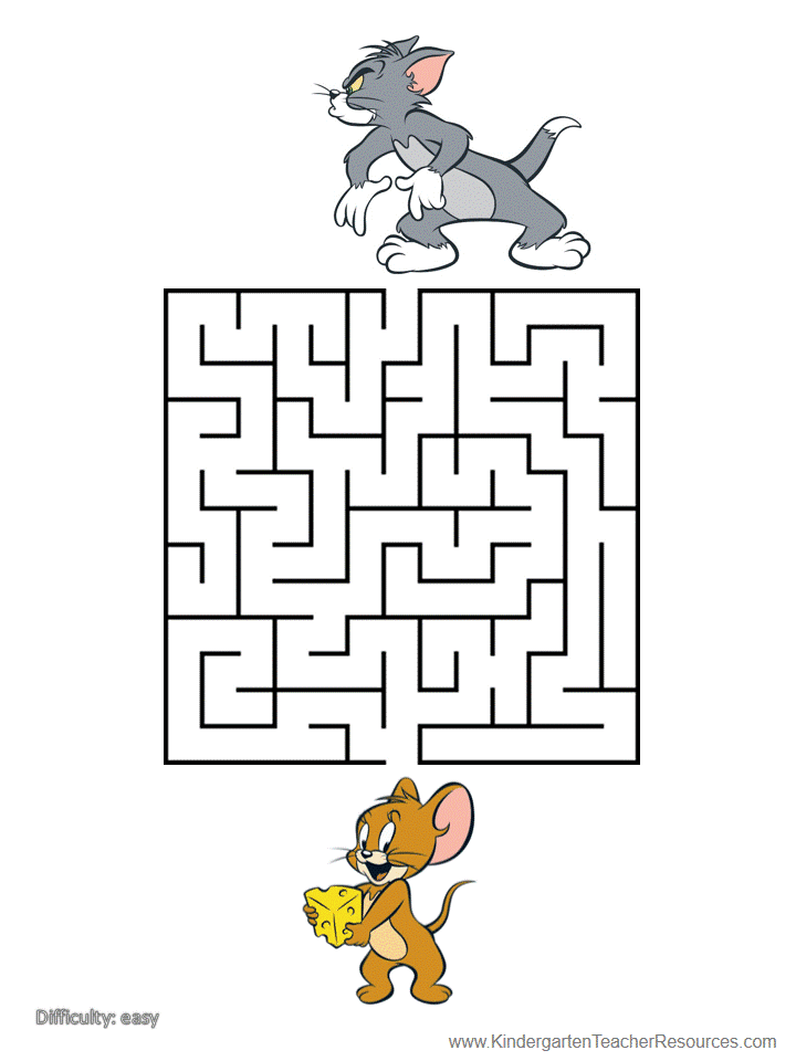 Printable Mazes with Tom and Jerry