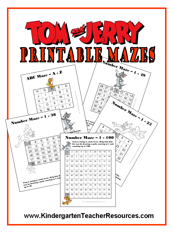 Printable Mazes with Tom and Jerry