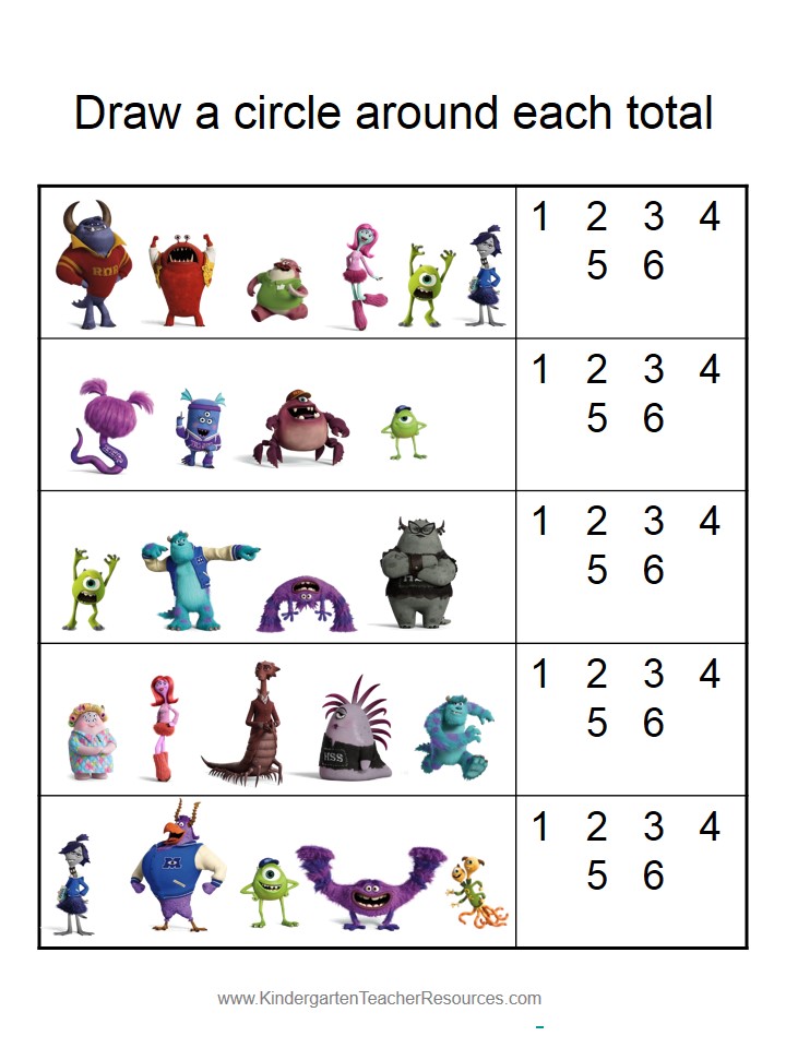 Monsters University Number Worksheets