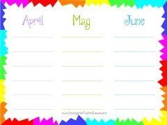 printable calendar for 3 month period