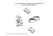 picture of dog, bones and dog food to be colored