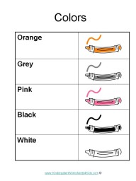 kindergarten worksheets colors