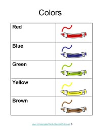printable kindergarten worksheet colors