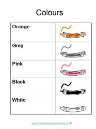 printable kindergarten worksheet colours