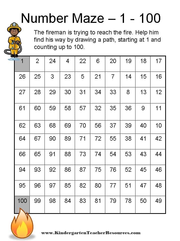 Number Maze from 1 - 16