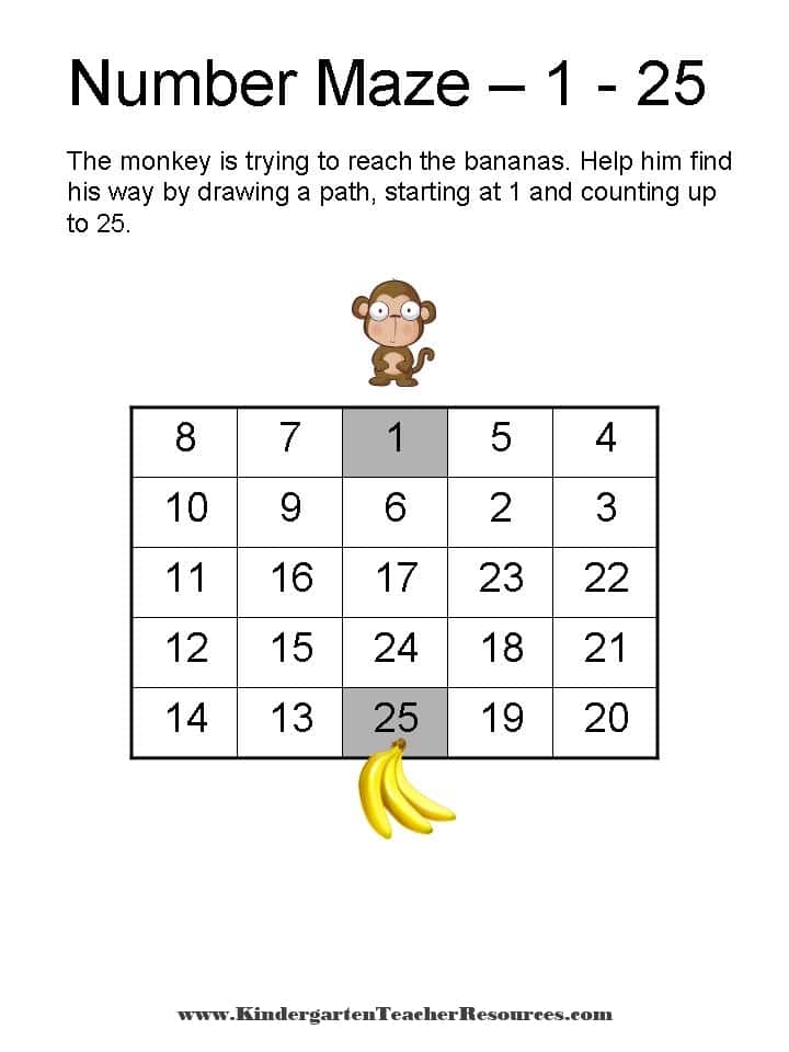 Number Maze from 1 - 16