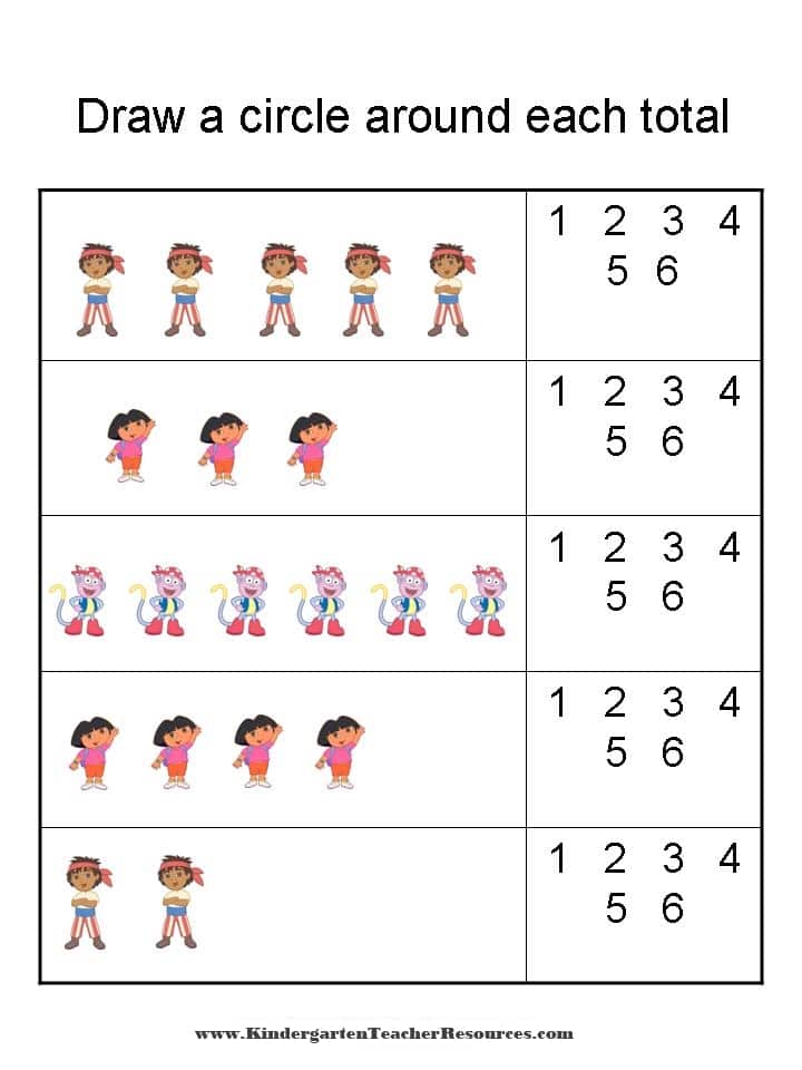 dora the explorer number worksheets