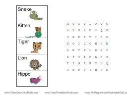 word search for kindergarten