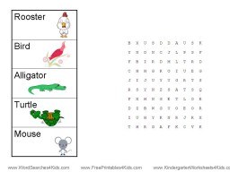 kindergarten word search