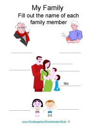 Kindergarten worksheet about family