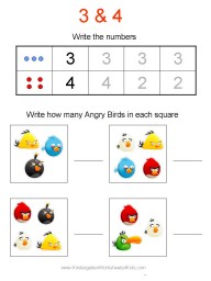 Angry Birds Number Worksheet