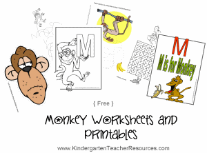 Monkey Kindergarten Worksheets