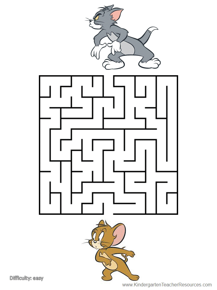 Printable Mazes with Tom and Jerry