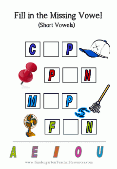 missing short vowel worksheets