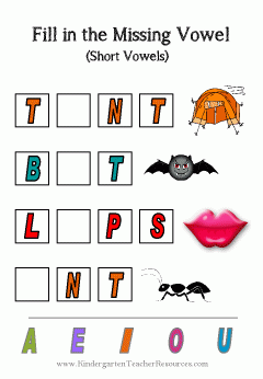 missing short vowel worksheets