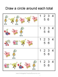 Spongebob addition worksheets
