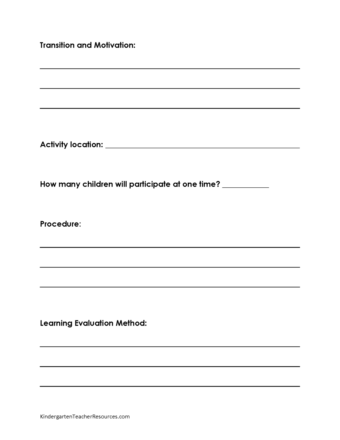 Free Kindergarten Lesson Plan Template Word Or Editable Pdf